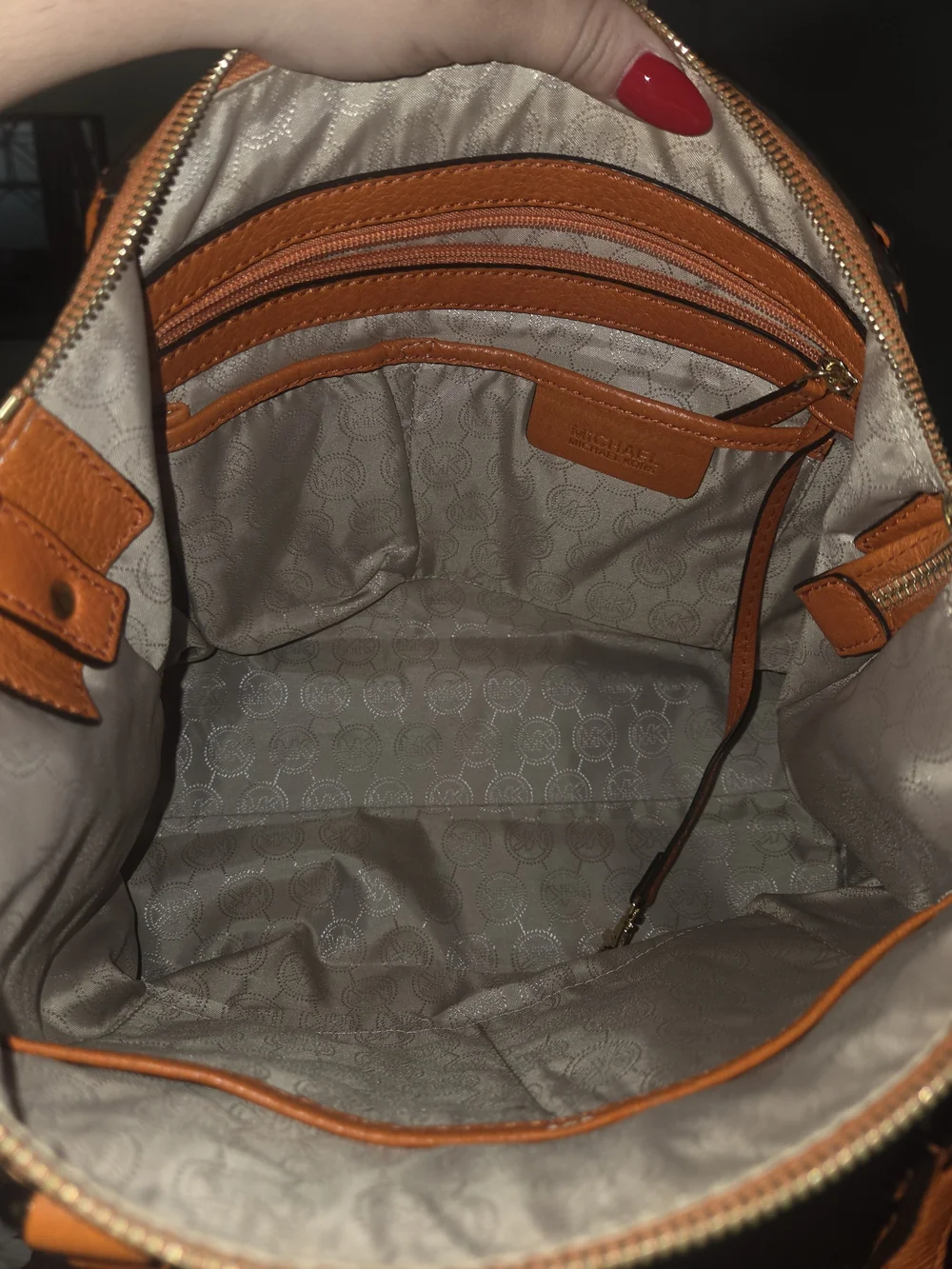 Michael Kors Orange Leather Purse with Gold Hardware